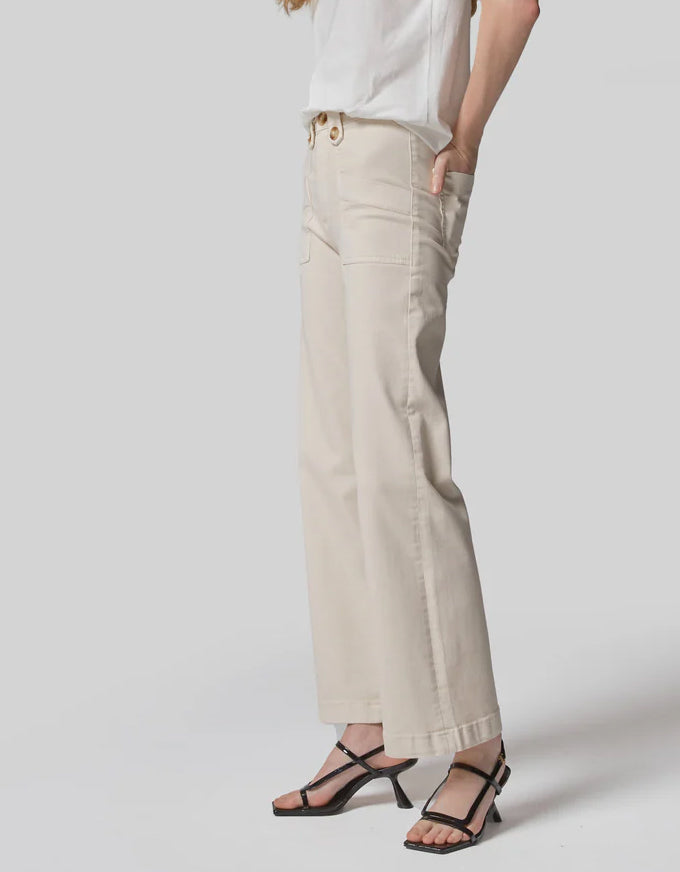 Carrie Cream Wide Straight Jeans