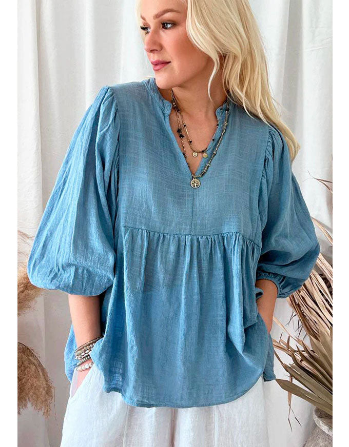 Nora Cotton Shirt Blue