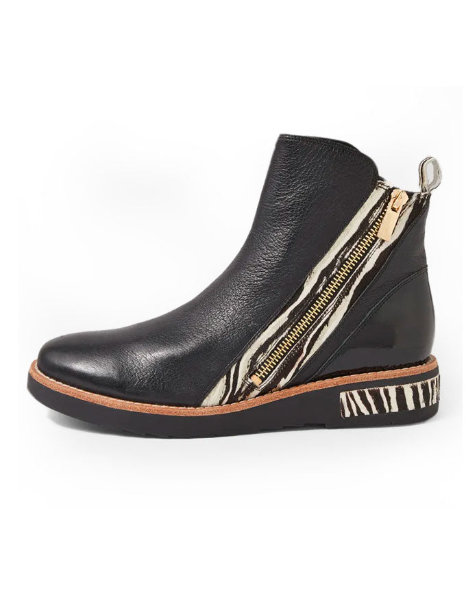 Rhain Black Zebra Leather Boot