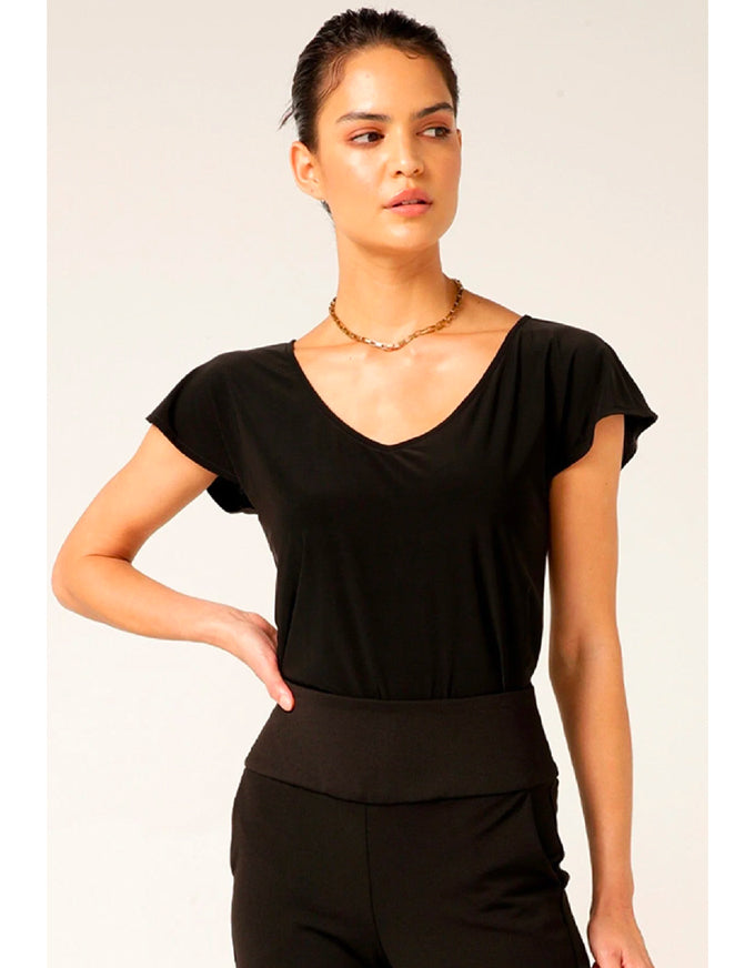 Analia Jersey Top Black