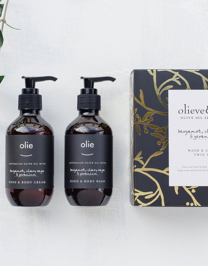 Bergamot, clary sage & geranium Wash & Cream Twin Set