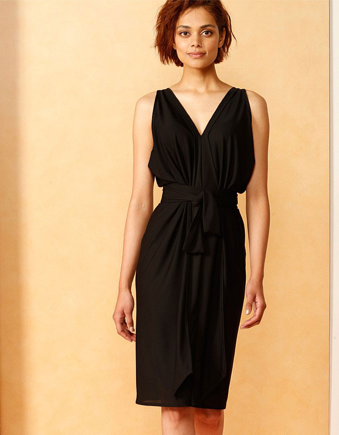 The Column Drape Dress in Black.