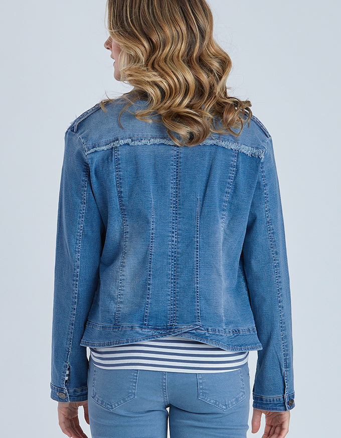 The Military Denim Jacket Denim, from Threadz.