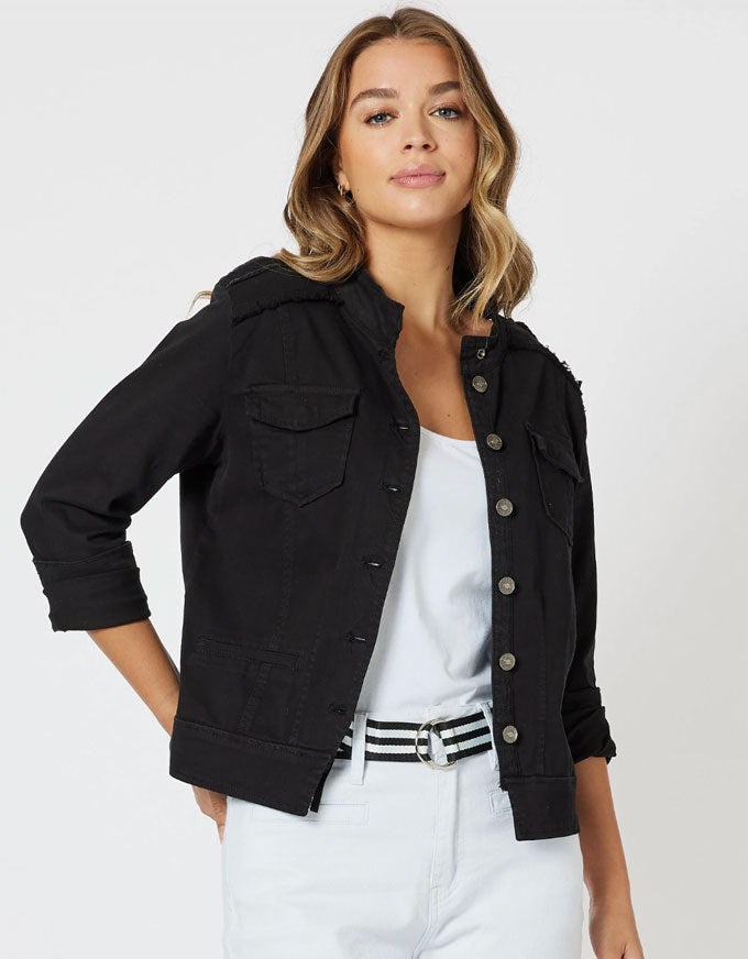 The Military Denim Jacket in Black, from Threadz.