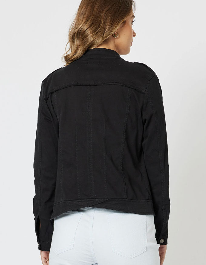 The Military Denim Jacket in Black, from Threadz.