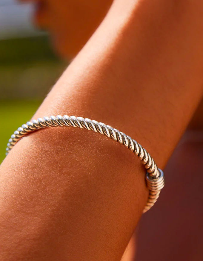 Rope Silver Bangle