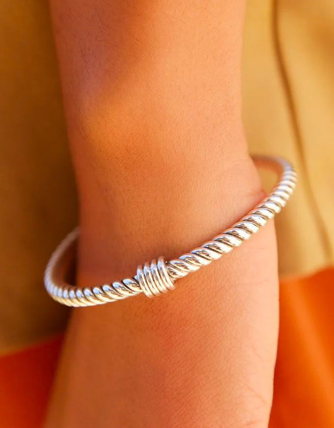 Rope Silver Bangle