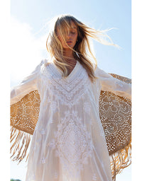 Long Goa Dress Embroidery Cream/White