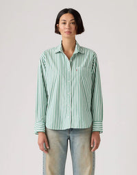 Harlie Boyfriend Shirt Serafina Stripe Pine Green