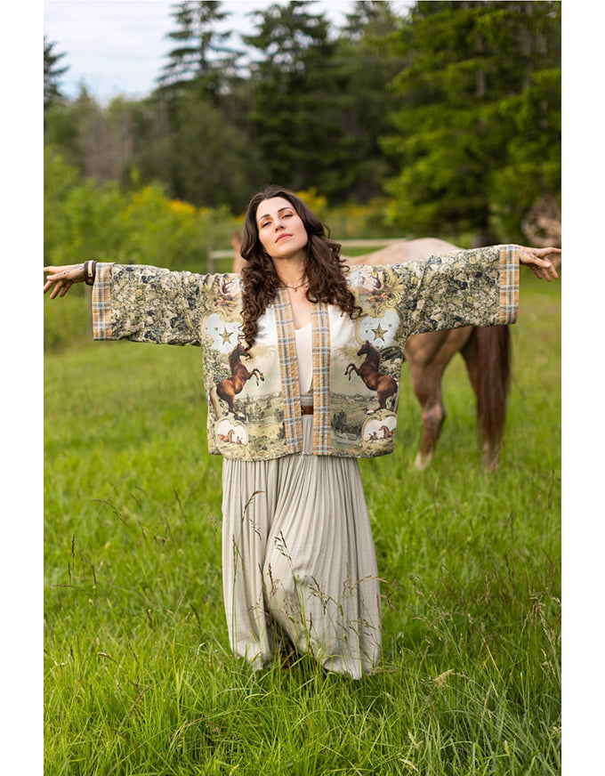 Born To Run Cropped Bamboo Kimono