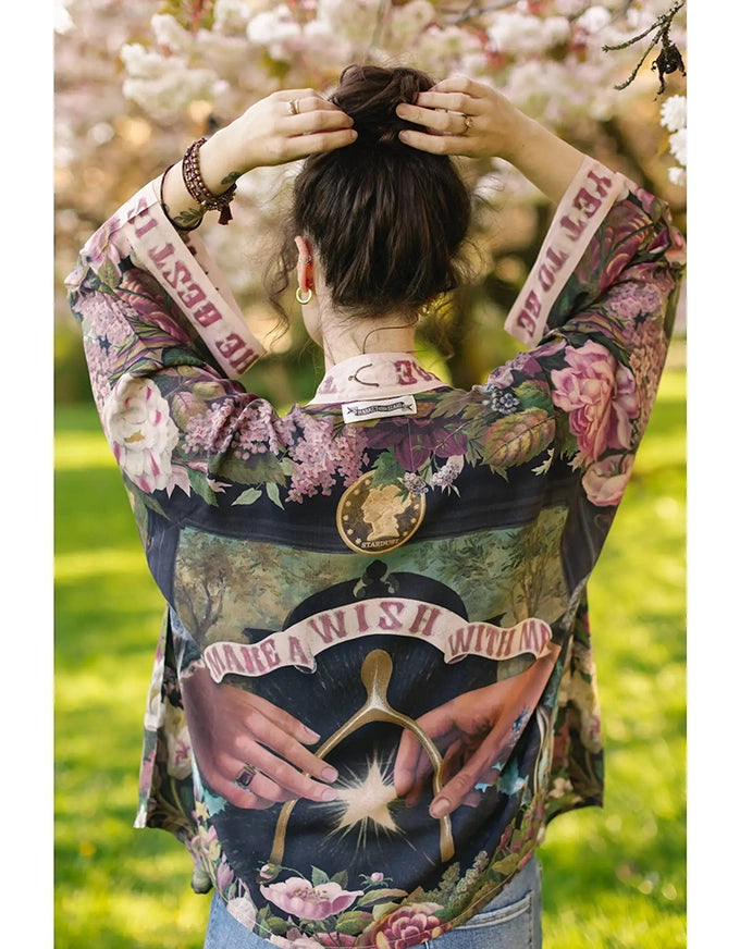 Make A Wish Cropped Bamboo Kimono