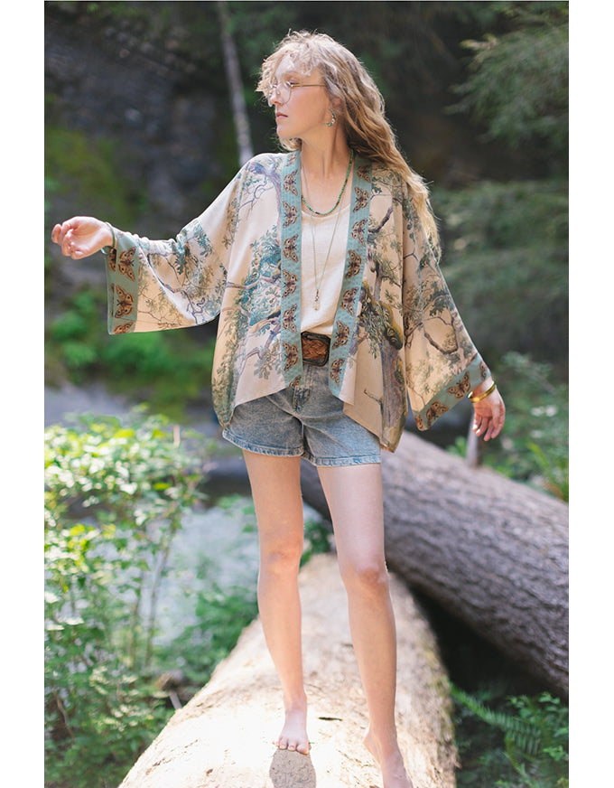 Earth and Sky Cropped Bamboo Kimono