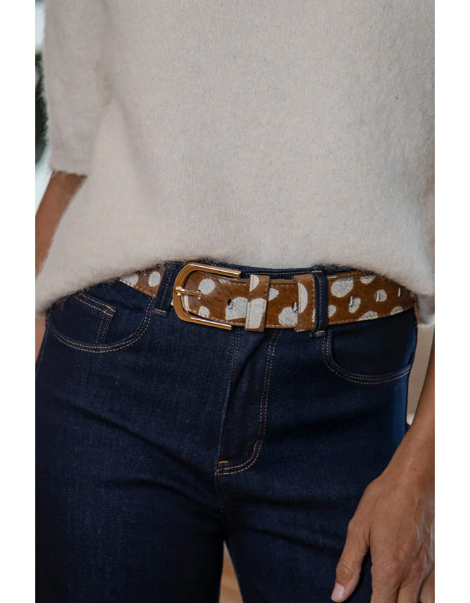 Jeans Belt Brown Spotted Cowhide