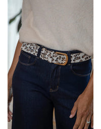 Jeans Belt Black and Almond Leopard Cowhide