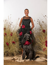 First Sight Top Black W/Red Roses