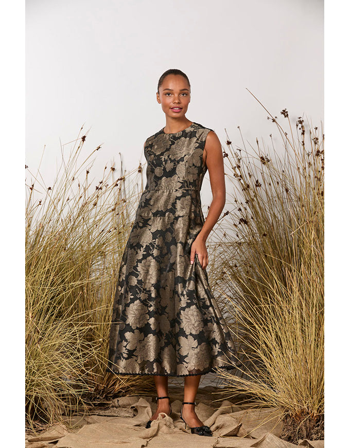 Sofie Dress Black/Bronze Floral