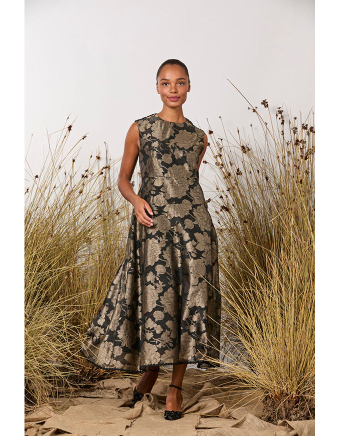 Sofie Dress Black/Bronze Floral