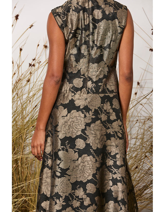Sofie Dress Black/Bronze Floral