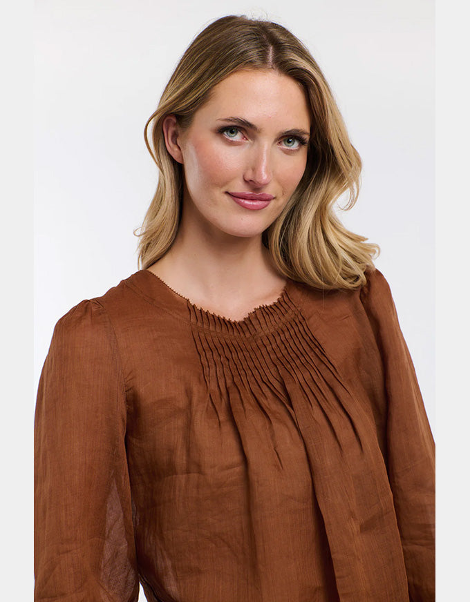 Ariel Long Sleeve Top - Brandy