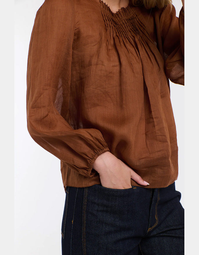 Ariel Long Sleeve Top - Brandy