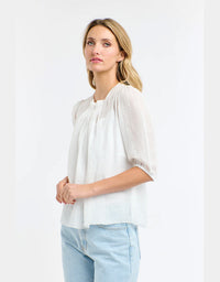 Ariel 3/4 Pintuck Top - White