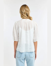 Ariel 3/4 Pintuck Top - White
