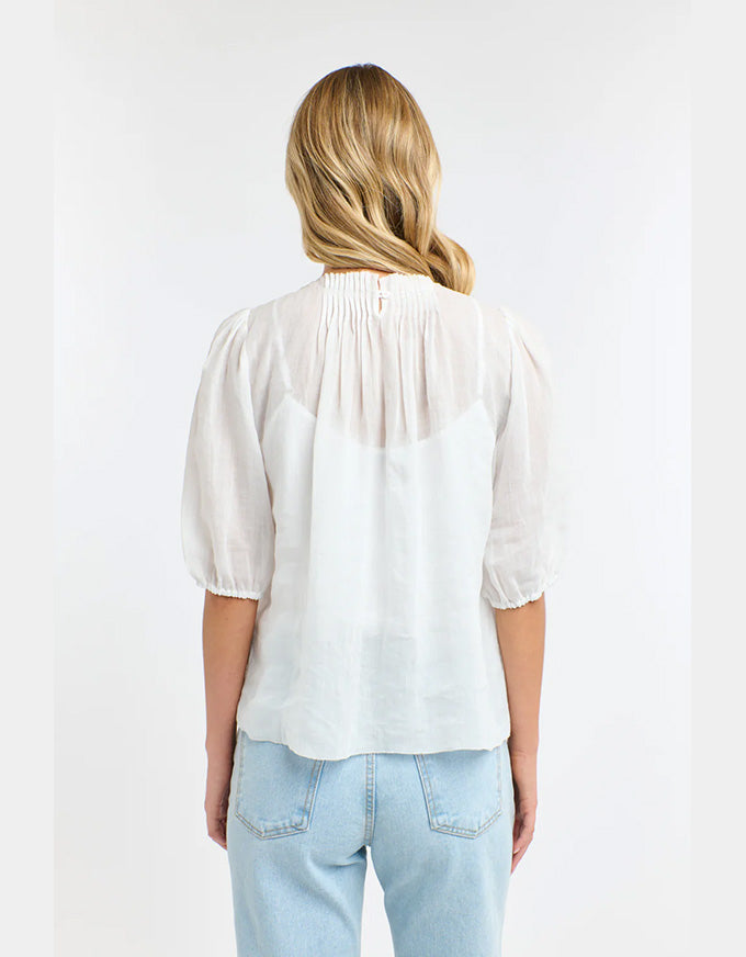 Ariel 3/4 Pintuck Top - White