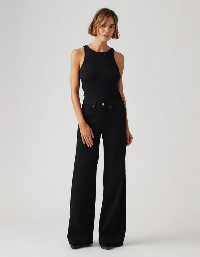 Shaping Wide Leg Soft Black. Black wide leg jean
