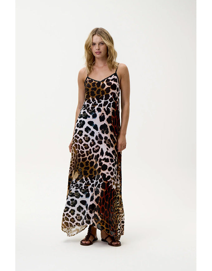 Antoinette Slip Dress Lipari Viscose Leopard