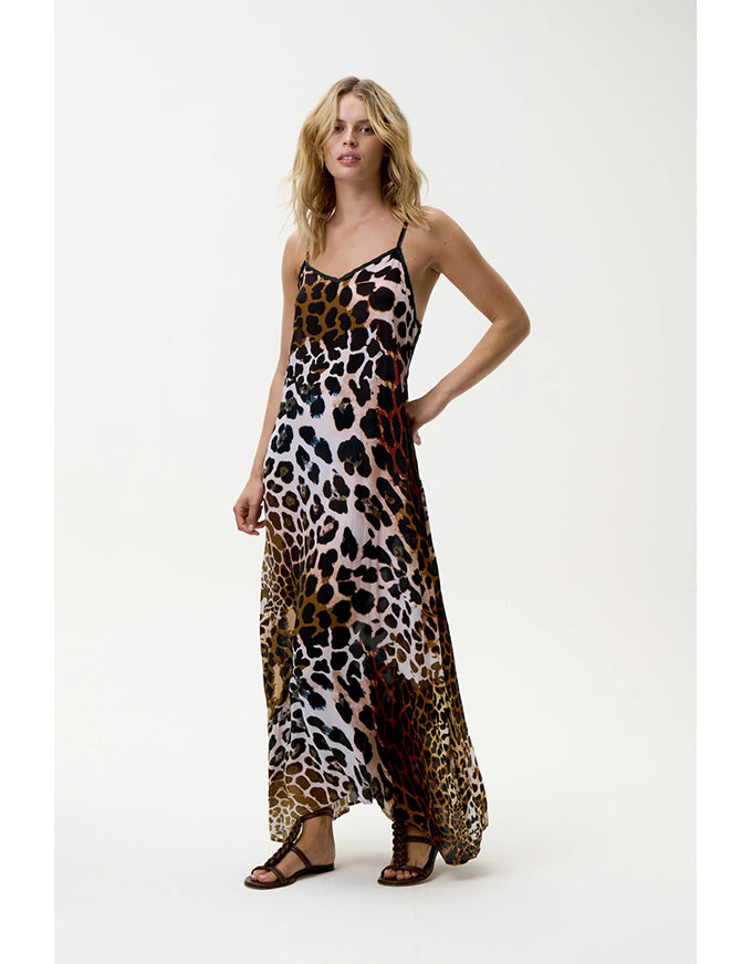 Antoinette Slip Dress Lipari Viscose Leopard