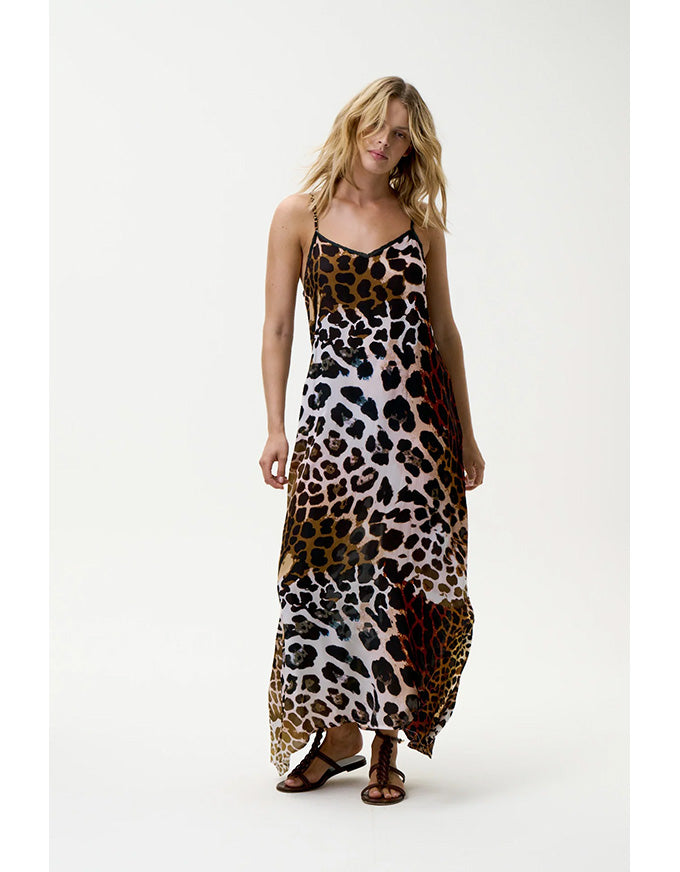 Antoinette Slip Dress Lipari Viscose Leopard
