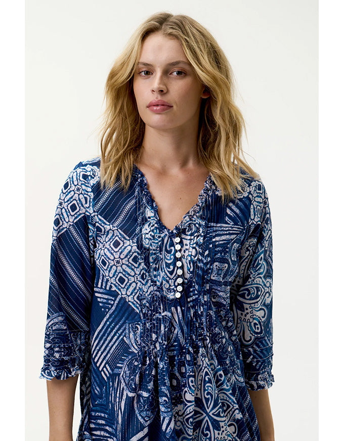 Middy Poppy Dress Mandala Cotton Navy
