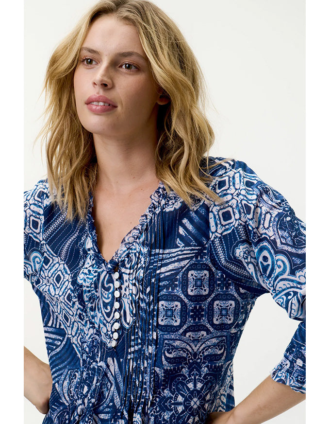 Middy Poppy Dress Mandala Cotton Navy