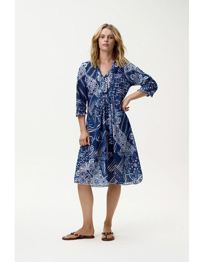 Middy Poppy Dress Mandala Cotton Navy