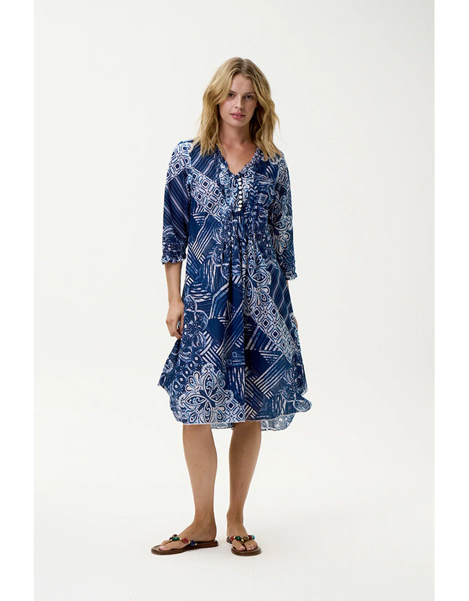 Middy Poppy Dress Mandala Cotton Navy