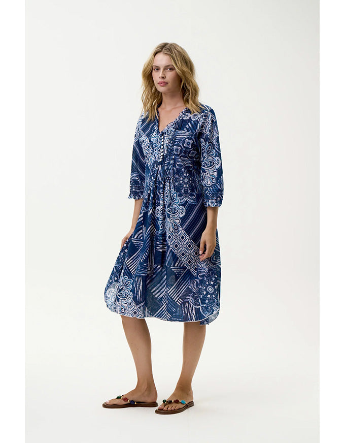 Middy Poppy Dress Mandala Cotton Navy