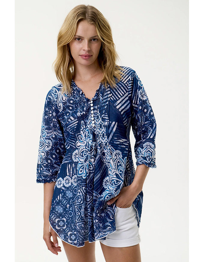 Poppy Top Mandala Cotton Navy