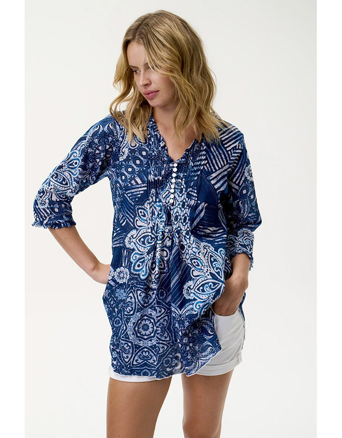 Poppy Top Mandala Cotton Navy