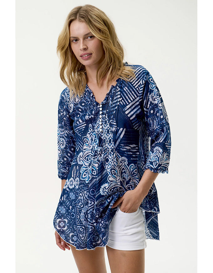 Poppy Top Mandala Cotton Navy