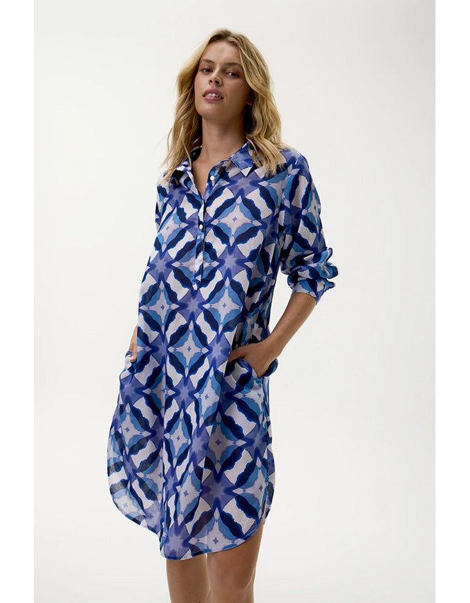 Middy Gilli Floreat Cotton Blue Ikat