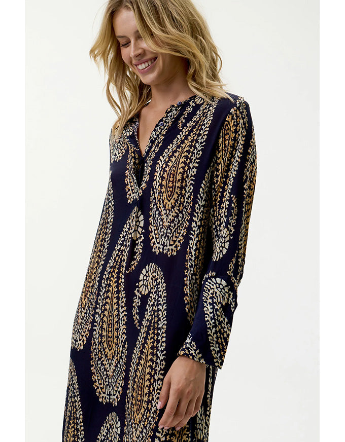 Long Genie Provence Viscose Navy Paisley