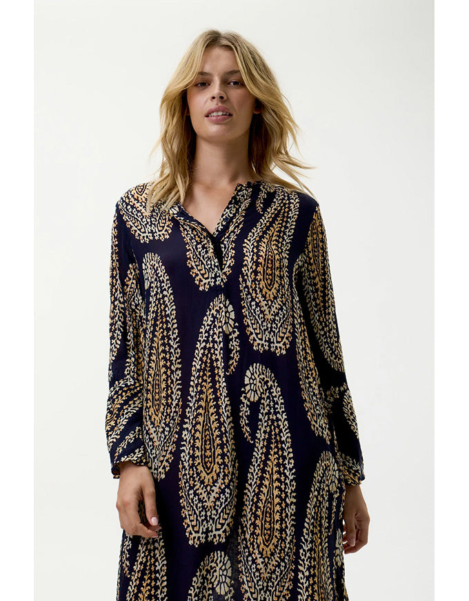 Long Genie Provence Viscose Navy Paisley