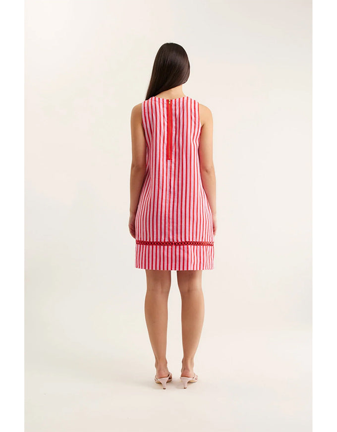 Ginger Bretton Linen Dress Pink/Red
