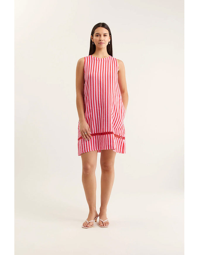 Ginger Bretton Linen Dress Pink/Red