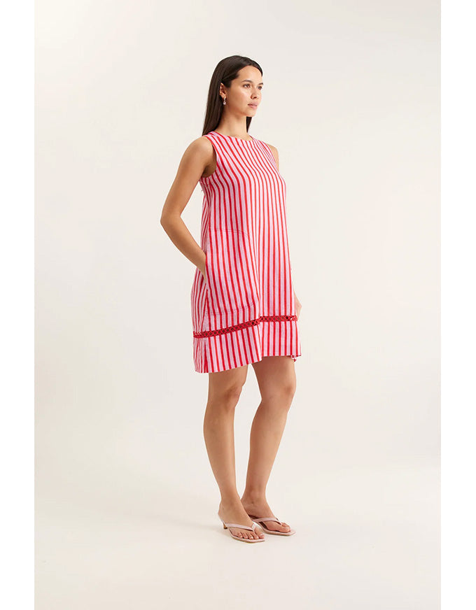Ginger Bretton Linen Dress Pink/Red