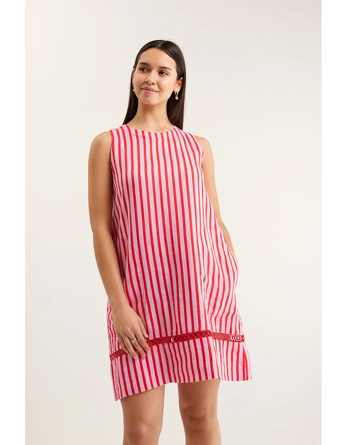 Ginger Bretton Linen Dress Pink/Red