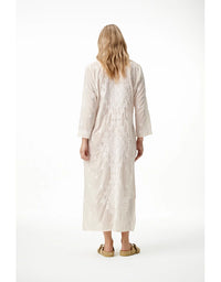 Long Goa Dress Embroidery Cream/White