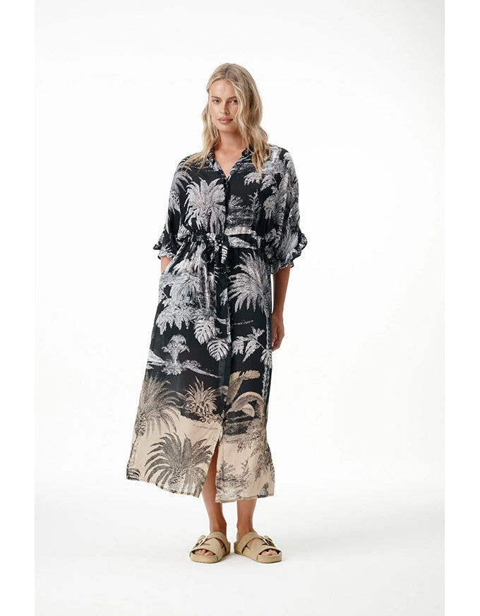 Jasmine Dress Midnight Palm Black