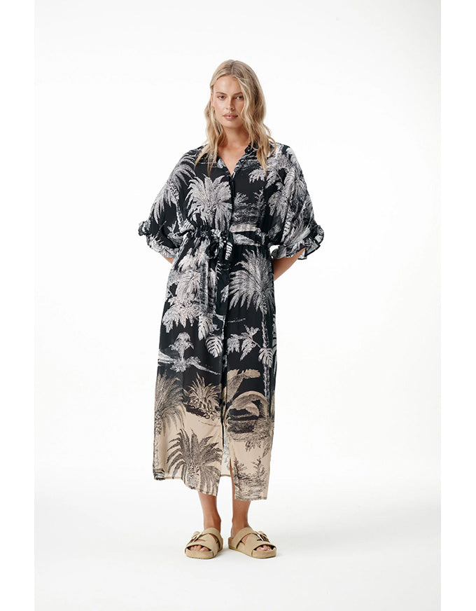 Jasmine Dress Midnight Palm Black