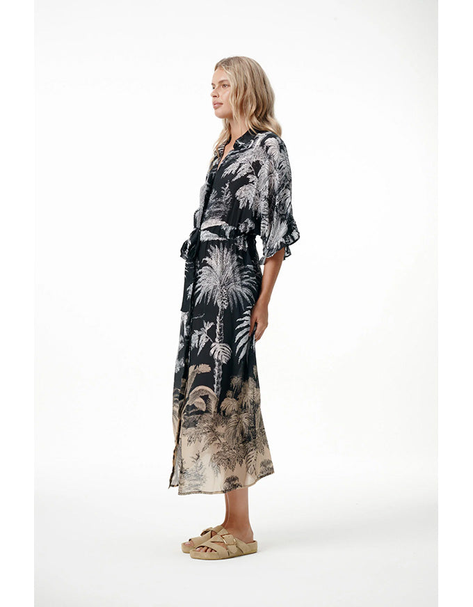Jasmine Dress Midnight Palm Black